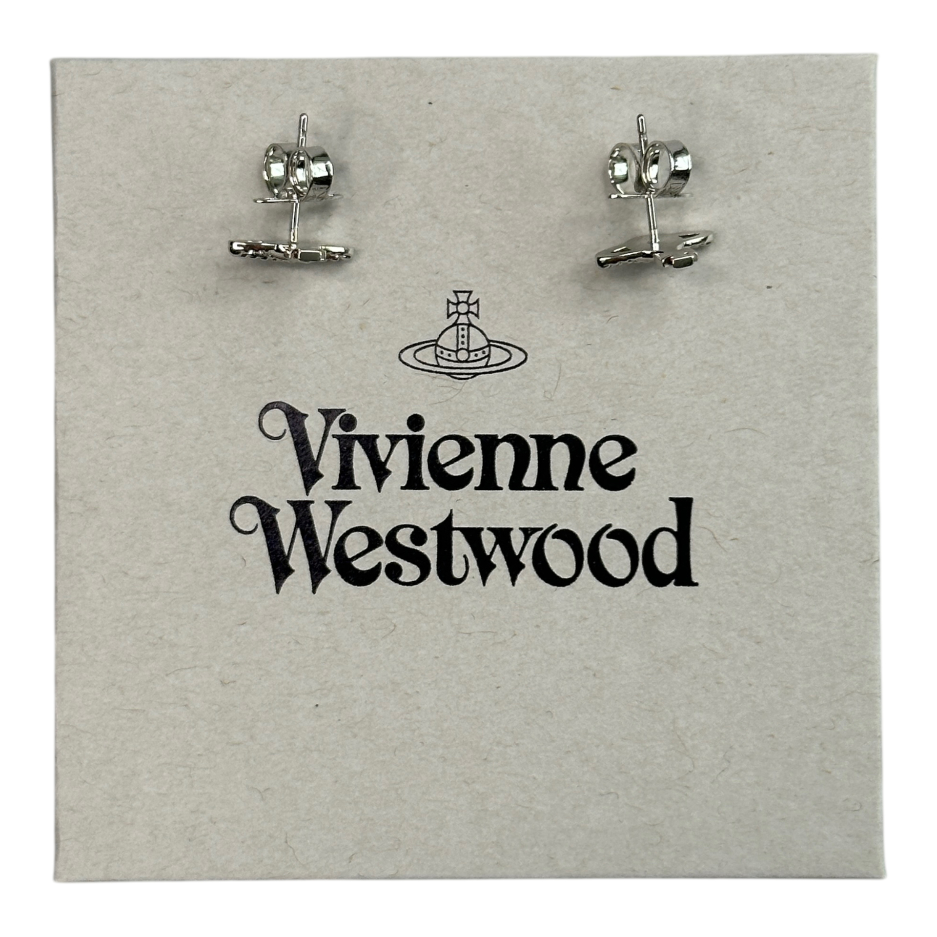 (NEW) VIVIENNE WESTWOOD FARAH STUD EARRINGS - PLATINUM (BRASS)