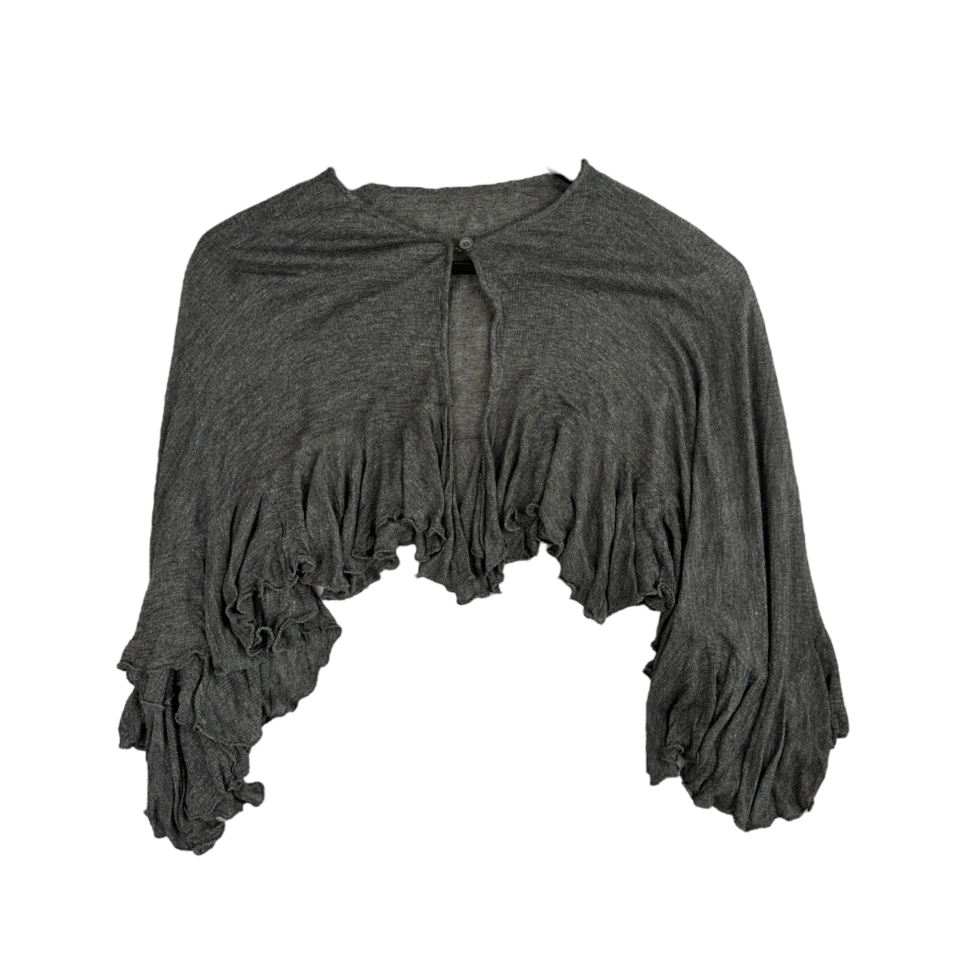 BURBERRY RUFFLE  BUTTON UP SHAWL - GREY