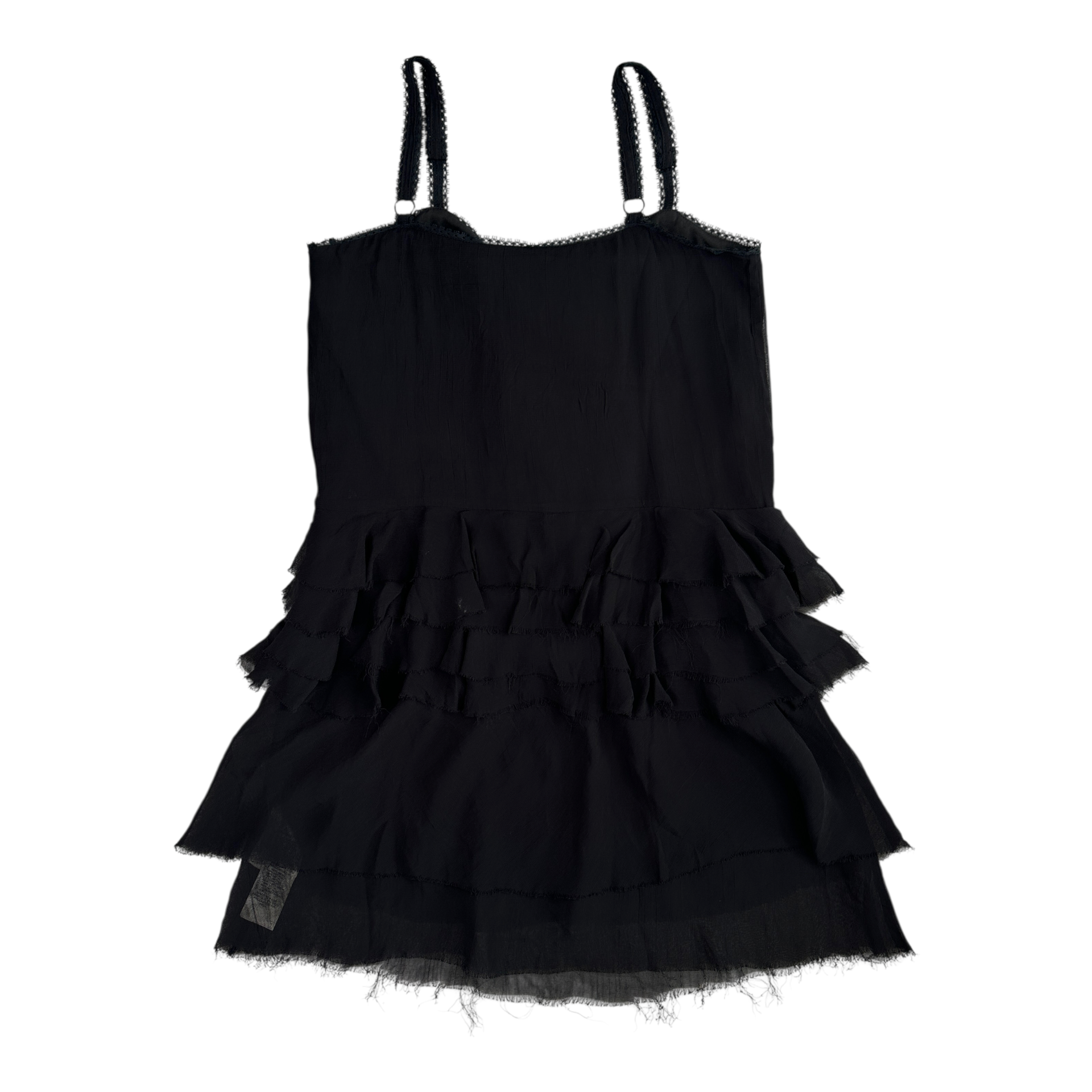 (XS) DIESEL FRILLED SLEEVELESS TOP - BLACK