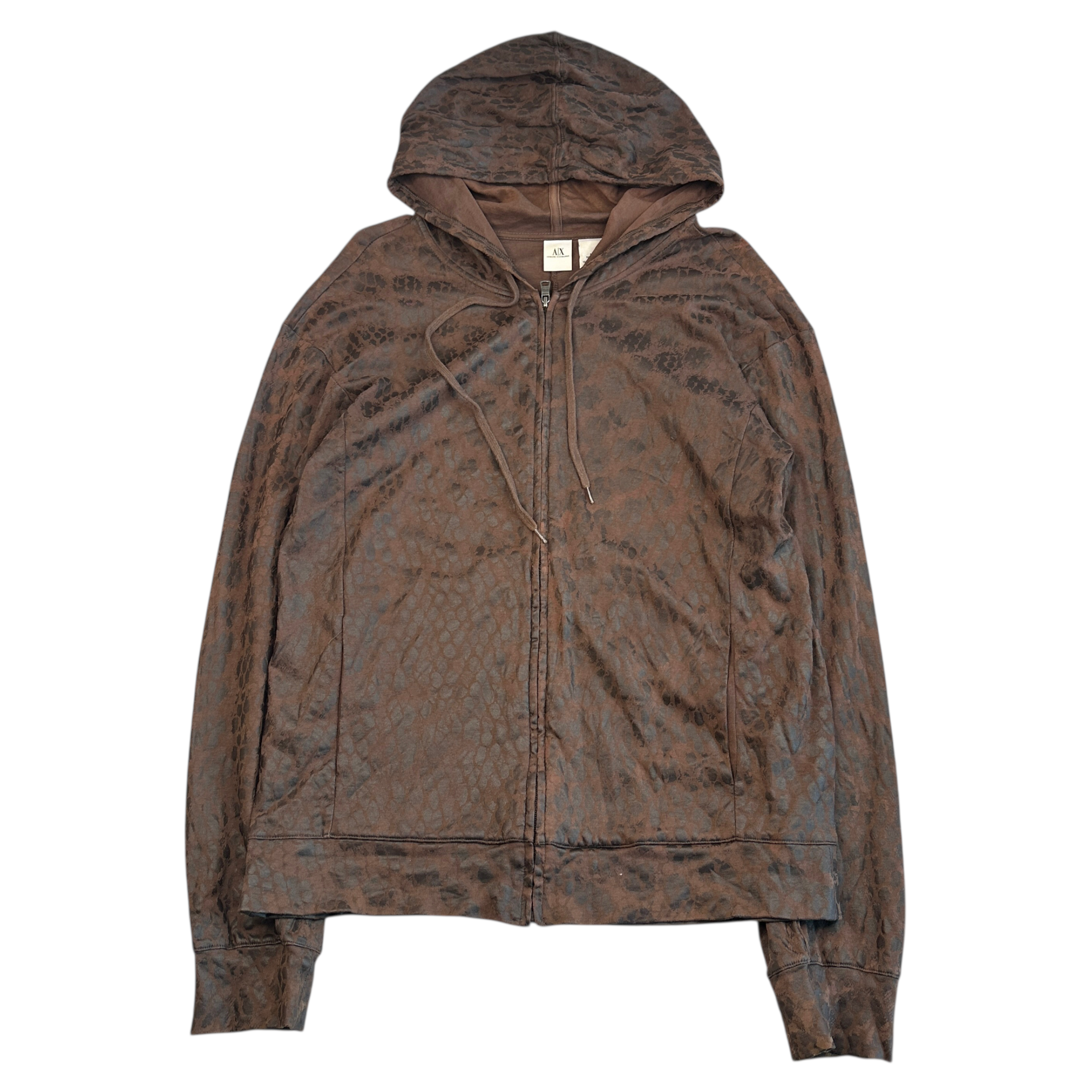 (M) ARMANI EXCHANGE ZIP HOODIE - BROWN