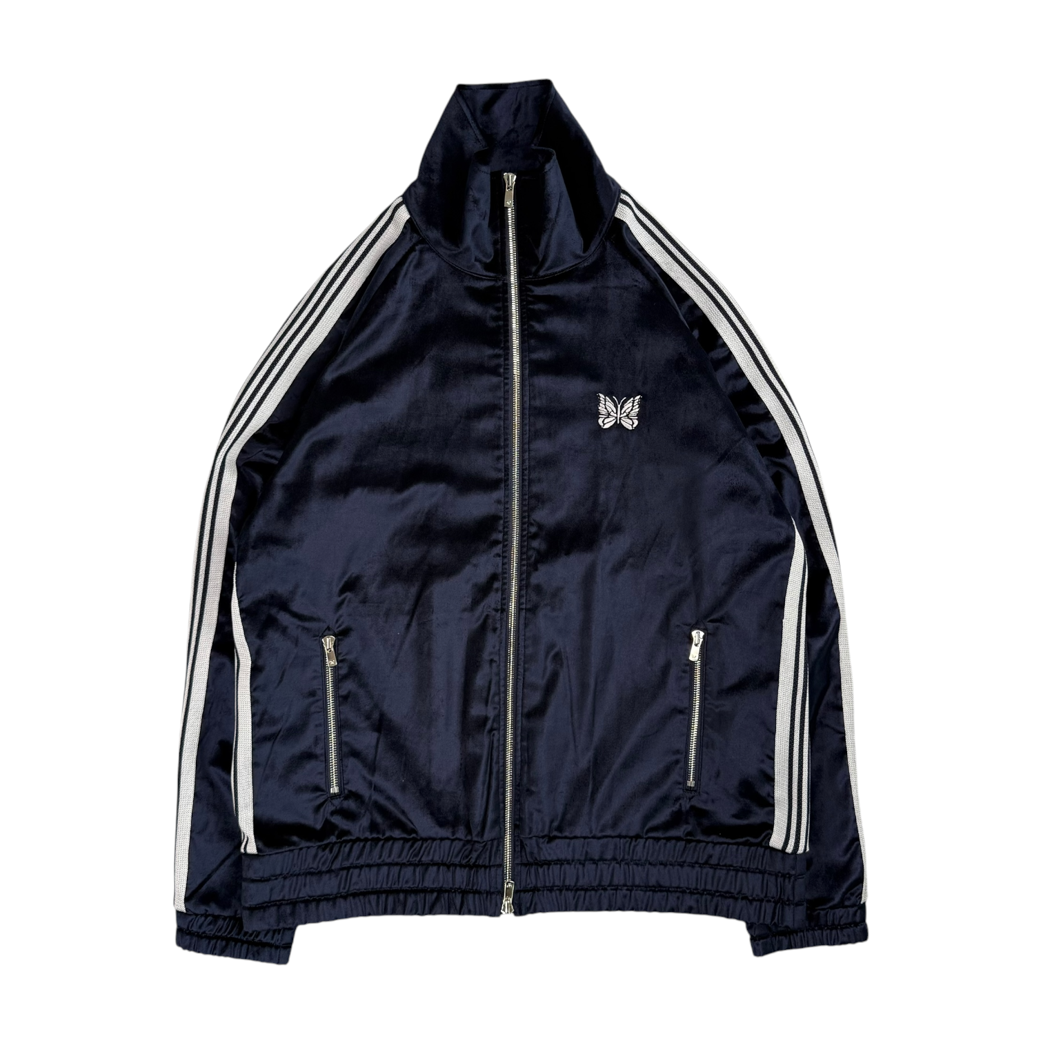 (NEW) NEEDLES H.D VELOUR TRACK JACKET - BLUE / WHITE