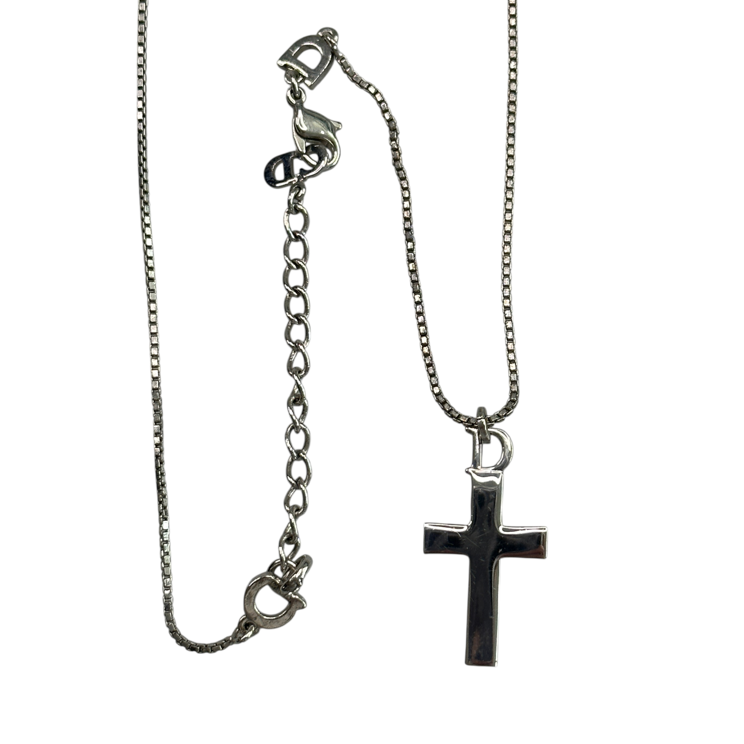 DIOR CRUCIFIX NECKLACE - SILVER PLATED